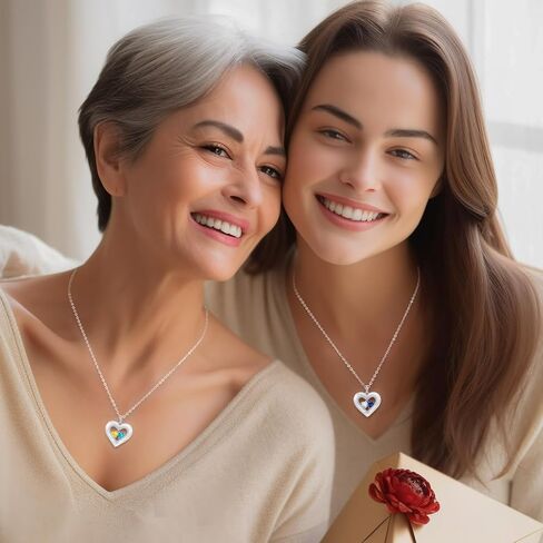 LOUISA SECRET Valentine's Day Gifts for Her, Shell Double Heart Birthstone Necklaces for Women, 925 Sterling Silver Fine Jewelry, Anniversary Birthday Gifts for Women Wife Mom Girlfriend Daughter Lady in Kuwait