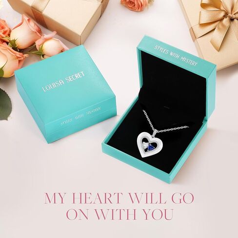 LOUISA SECRET Valentine's Day Gifts for Her, Shell Double Heart Birthstone Necklaces for Women, 925 Sterling Silver Fine Jewelry, Anniversary Birthday Gifts for Women Wife Mom Girlfriend Daughter Lady in Kuwait