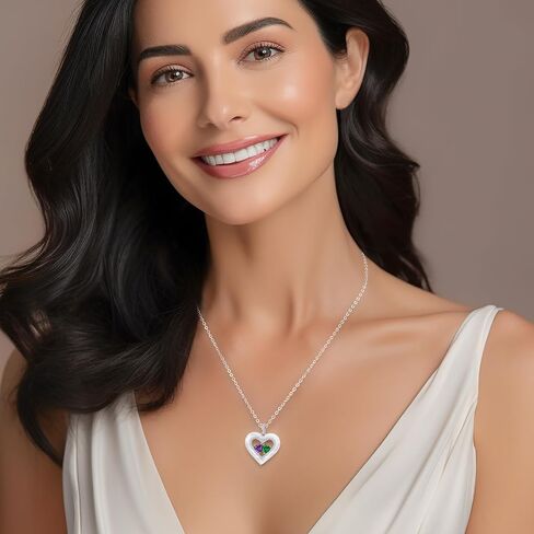 LOUISA SECRET Valentine's Day Gifts for Her, Shell Double Heart Birthstone Necklaces for Women, 925 Sterling Silver Fine Jewelry, Anniversary Birthday Gifts for Women Wife Mom Girlfriend Daughter Lady in Kuwait