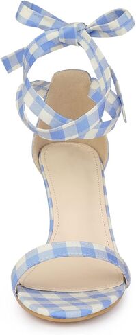 Allegra K Women's Plaid Heel Lace Up Clear Chunky Heels Sandals in Saudi Arabia