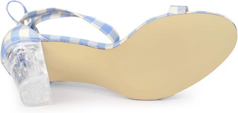Allegra K Women's Plaid Heel Lace Up Clear Chunky Heels Sandals in Saudi Arabia