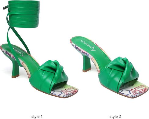 vivianly Women's Square Toe Strappy Heels Lace Up Low High Heel Sandals for Wedding Party Date Travel in Saudi Arabia