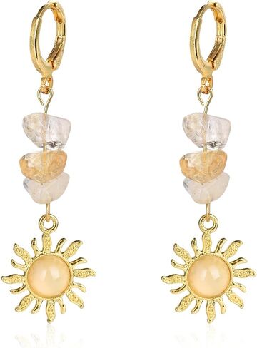 Boho Sun Pendant Celestial Earrings Crystal Sun Pendant Earrings Sun Gem Earrings Goth Jewelry Gift Christmas Gift for Women in Saudi Arabia
