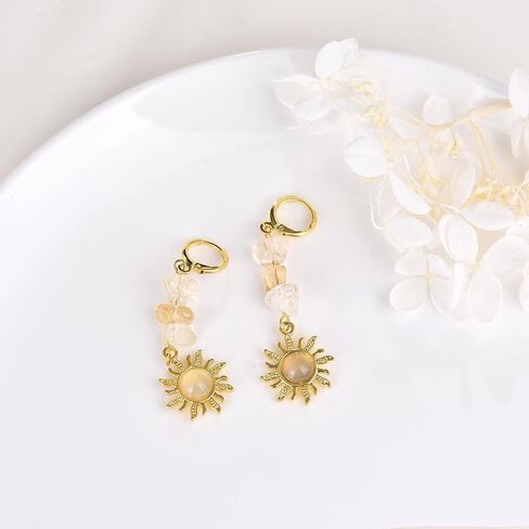 Boho Sun Pendant Celestial Earrings Crystal Sun Pendant Earrings Sun Gem Earrings Goth Jewelry Gift Christmas Gift for Women in Saudi Arabia