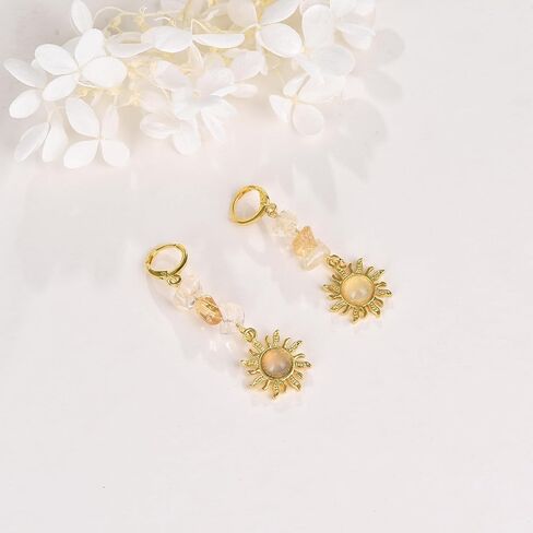 Boho Sun Pendant Celestial Earrings Crystal Sun Pendant Earrings Sun Gem Earrings Goth Jewelry Gift Christmas Gift for Women in Saudi Arabia