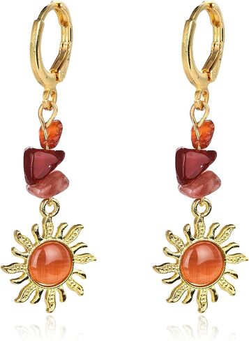 Boho Sun Pendant Celestial Earrings Crystal Sun Pendant Earrings Sun Gem Earrings Goth Jewelry Gift Christmas Gift for Women in Saudi Arabia