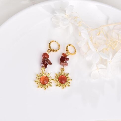 Boho Sun Pendant Celestial Earrings Crystal Sun Pendant Earrings Sun Gem Earrings Goth Jewelry Gift Christmas Gift for Women in Saudi Arabia