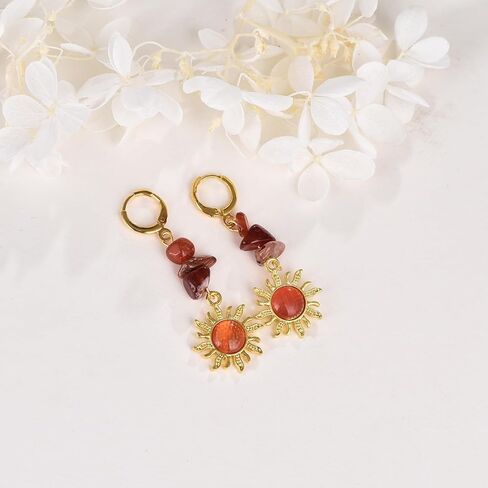 Boho Sun Pendant Celestial Earrings Crystal Sun Pendant Earrings Sun Gem Earrings Goth Jewelry Gift Christmas Gift for Women in Saudi Arabia