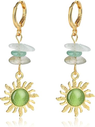 Boho Sun Pendant Celestial Earrings Crystal Sun Pendant Earrings Sun Gem Earrings Goth Jewelry Gift Christmas Gift for Women in Saudi Arabia