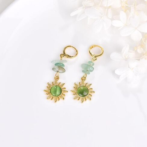 Boho Sun Pendant Celestial Earrings Crystal Sun Pendant Earrings Sun Gem Earrings Goth Jewelry Gift Christmas Gift for Women in Saudi Arabia