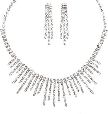 Elegant Necklace Earrings Set Bridal Jewelry Sets for Brides Bridesmaid Wedding Party Prom Dress Accessories Women Costume Jewelry in Saudi Arabia
