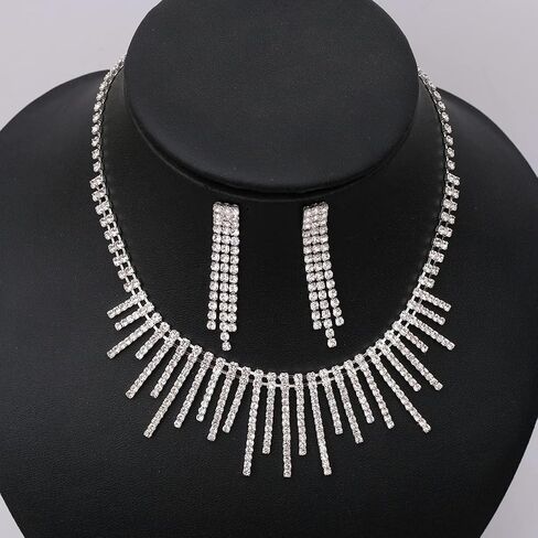 Elegant Necklace Earrings Set Bridal Jewelry Sets for Brides Bridesmaid Wedding Party Prom Dress Accessories Women Costume Jewelry in Saudi Arabia