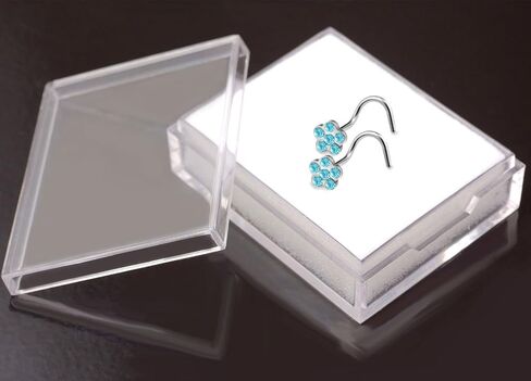 2pcs 20g 0.8mm Nose Screw Rings Flower Nostril Stud Surgical Stainless Steel Crystals Pick Color in Kuwait