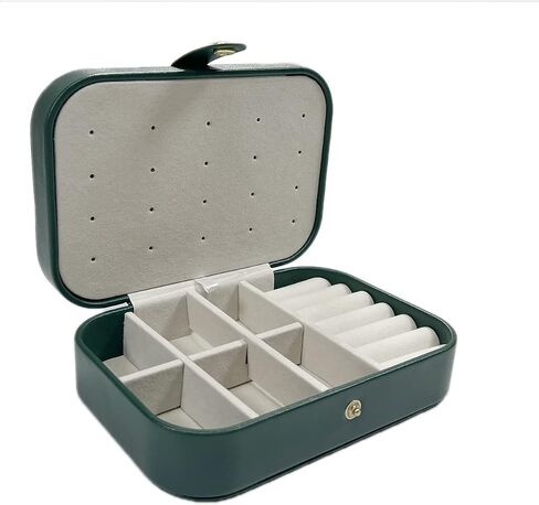 Vlando Small Travel Jewelry Box Organizer - Mirrored Jewelries Necklaces Rings Earrings Necklace Storage Case for Girls Women Vacation, White/Mint Green in Saudi Arabia