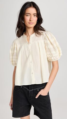Sea Women's Salome Puff Sleeve Button Down Top in Saudi Arabia