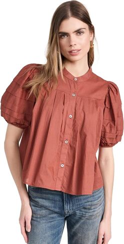 Sea Women's Salome Puff Sleeve Button Down Top in Saudi Arabia