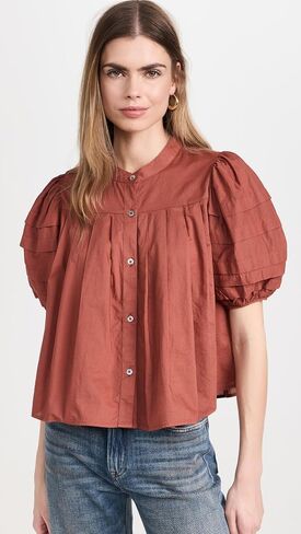 Sea Women's Salome Puff Sleeve Button Down Top in Saudi Arabia
