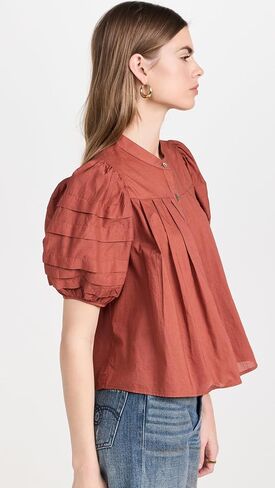 Sea Women's Salome Puff Sleeve Button Down Top in Saudi Arabia