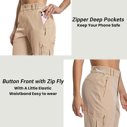 Womens Cargo Hiking Pants - Travel Lightweight Water Resistant 4 Pockets Casual Quick Dry Athletic Climbing Pants in Saudi Arabia
