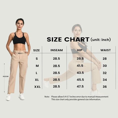 Womens Cargo Hiking Pants - Travel Lightweight Water Resistant 4 Pockets Casual Quick Dry Athletic Climbing Pants in Saudi Arabia