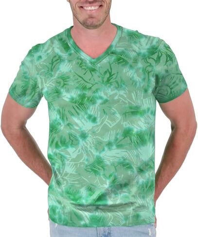 100% Cotton V-Neck Hawaiian T-Shirt for Men - Tropical Mens T Shirts in Saudi Arabia