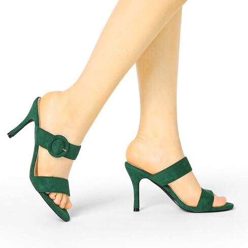 Allegra K Women's Opened Toe Buckle Stiletto Heels Slide Sandals in Saudi Arabia