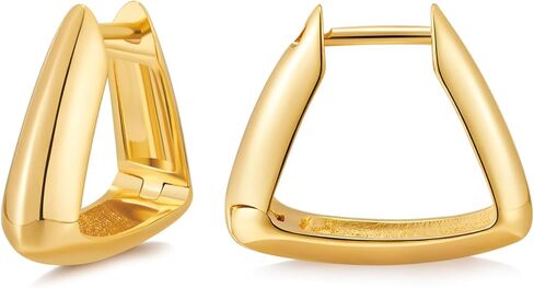 ليلي اند وايت اقراط ذهبية مثلثة الشكل للنساء، اقراط حلقية هندسية، اقراط ذهبية عصرية، هدية مجوهرات in Kuwait