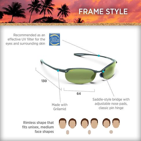 Maui Jim Men's and Women's Makaha Polarized Universal Fit Rimless Reading Sunglasses in Saudi Arabia