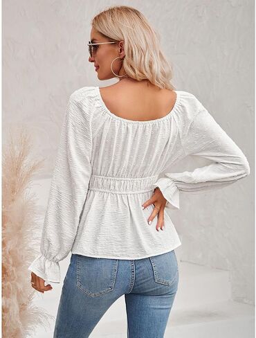 المرأة السويسرية دوت بيبي دول قمم مغرفة الرقبة طويلة الأكمام الشيفون Peplum قمم البلوزات والسترات in Saudi Arabia