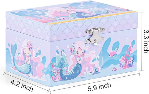 Mermaid Musical Jewelry Storage Box with Spinning Mermaid Theme, Girls Jewelry Box with Jewelry Set, Large Music Box for Little Girls Daughter Granddaughter, Over The Waves Tune in Kuwait
