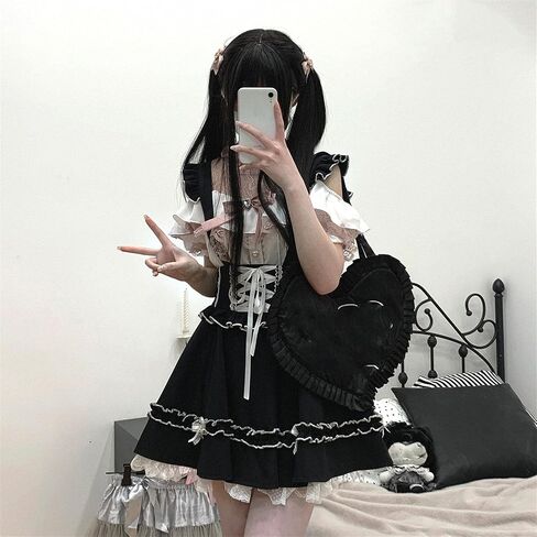 Sweet Cold Shoulder Shirt Women Lolita Lace Mesh Sheer Short Sleeve Blouse Vintage Ruffle Button Cute Tops in Saudi Arabia