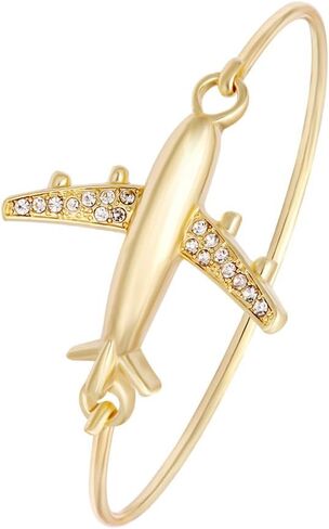 MANZHEN Crystal Easy Open Gold Rose Gold Silver Airplane Hook Bangle Cuff Bangle Bracelet in Saudi Arabia