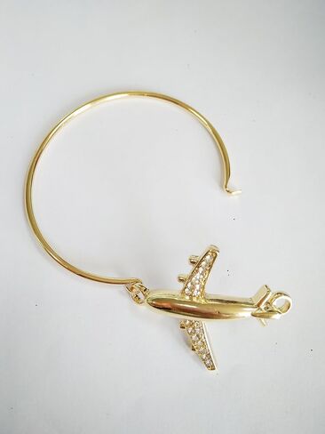 MANZHEN Crystal Easy Open Gold Rose Gold Silver Airplane Hook Bangle Cuff Bangle Bracelet in Saudi Arabia