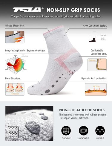 TSLA 3 أو 6 أزواج من الجوارب الرياضية المبطنة المريحة بدون عرض/جوارب قصيرة للطاقم، جوارب رياضية للجري مع شبكة in Kuwait
