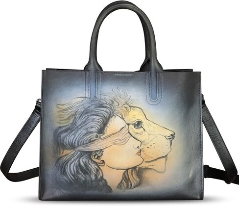 Genuine Leather Handbag for Women Hand Painted Leather Top Handle Bag Handmade Crossbody Purse Work Tote in Kuwait