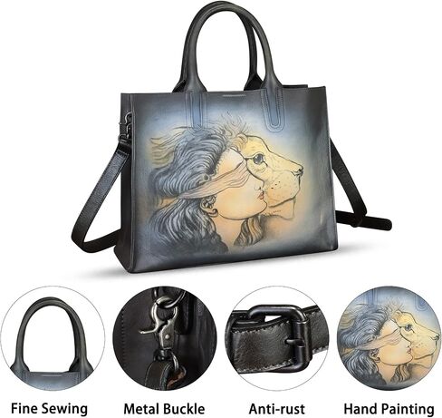 Genuine Leather Handbag for Women Hand Painted Leather Top Handle Bag Handmade Crossbody Purse Work Tote in Kuwait