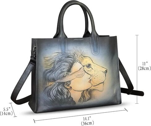 Genuine Leather Handbag for Women Hand Painted Leather Top Handle Bag Handmade Crossbody Purse Work Tote in Kuwait