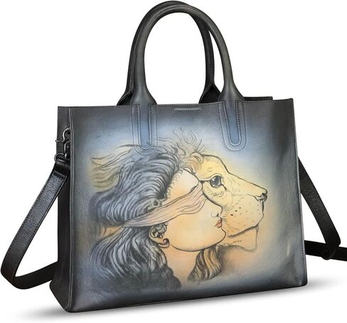Genuine Leather Handbag for Women Hand Painted Leather Top Handle Bag Handmade Crossbody Purse Work Tote in Kuwait
