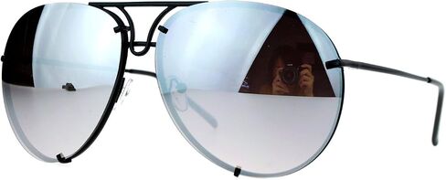 JuicyOrange Oversized Round Aviator Sunglasses Mirror Lens Metal Rims in Back Spring Hinge in Saudi Arabia