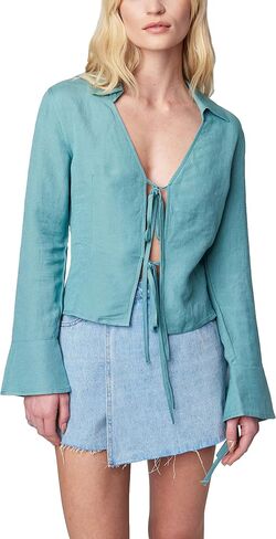 [BLANKNYC] Womens Luxury Clothing Lace Up Bell Sleeve Shirt, Comfortable & Stylish in Saudi Arabia
