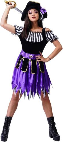 دي اس بلاي زي القراصنة التنكري للنساء، فستان قرصان ارجواني لحفلات الهالوين in Kuwait