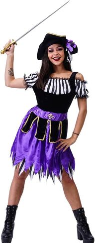 دي اس بلاي زي القراصنة التنكري للنساء، فستان قرصان ارجواني لحفلات الهالوين in Kuwait