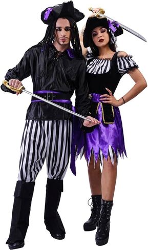 دي اس بلاي زي القراصنة التنكري للنساء، فستان قرصان ارجواني لحفلات الهالوين in Kuwait