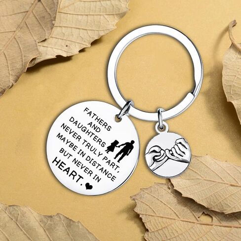 Dad Gifts From Daughter Dad Keychain Birthday Gifts For Dad Key ring Father's Day Gift Fathers And Daughters Never Truly Part,Maybe In Distance But Never In Heart, Silver, M in Kuwait