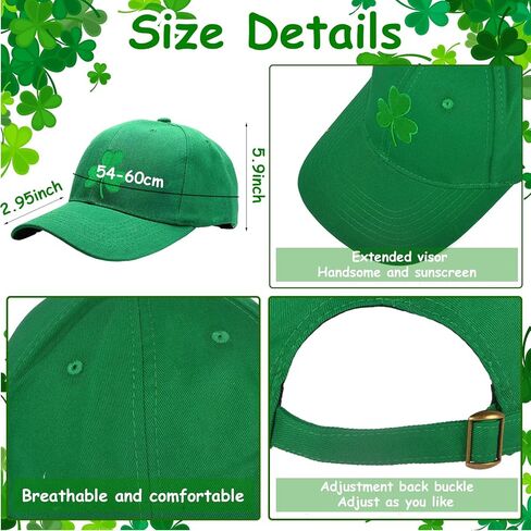 CAMDUCK 2 قطعة قبعة بيسبول يوم القديس باتريك، قبعة بيسبول شامروك خضراء، قبعة سائق شاحنة القديس باتريك، قبعة عطلة قابلة للتعديل in Kuwait
