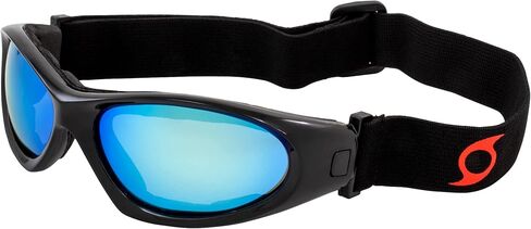 Hurricane Eyewear 3 Pairs of Category 5 Jet & Water Ski Floating Sunglasses to Goggles Hybrid Black Frames w/Driving Mirror, Red mirror & Blue Mirror Lenses, Black-red/Blue/Driving Mirror, Adult in Kuwait
