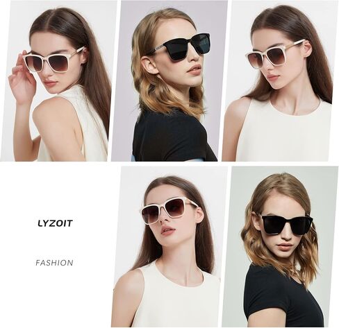 LYZOIT Oversized Sunglasses for Women Mirrored Big Large Shades Fashion Square Frame Sun glasses UV Protection in Kuwait