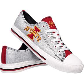 FOCO Iowa State Cyclones NCAA Womens Glitter Low Top Canvas Shoes - 8