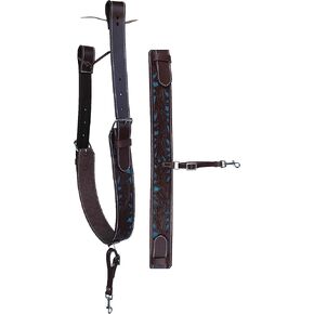 CHALLENGER Horse Western Floral Tooled Leather Rear Flank Saddle Cinch w/Billets 9778BR