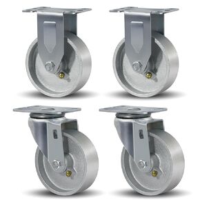 4" Caster Wheels Heavy Duty 1600 lbs，Swivel Casters Set of 4, Industrial Plate Casters, Semi Steel Cast Iron Wheels for Furniture,Workbench (4 Swivel)